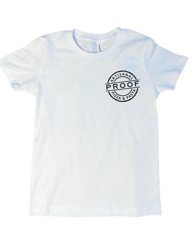 Proof Tee - White with Black Logo (Softblend Cotton, Unisex Fit)