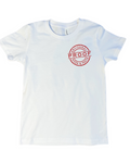 Proof Tee - White with Red Logo (Softblend Cotton, Unisex Fit)